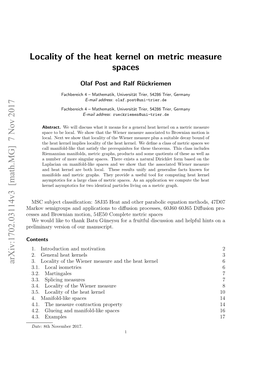 Locality of the Heat Kernel on Metric Measure Spaces