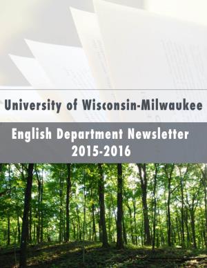 English Department Newsletter 2015-2016 Letter from the Chair: Mark Netzloff