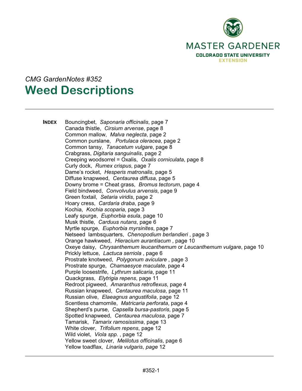 352, Weed Identification