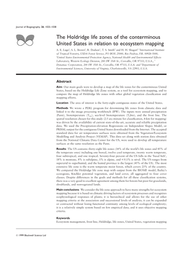 The Holdridge Life Zones of the Conterminous United States in Relation to Ecosystem Mapping A