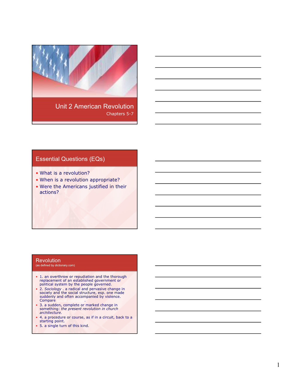 Unit 2 American Revolution Chapters 5-7