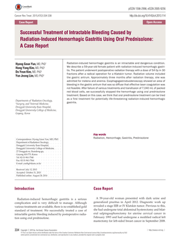 Successful Treatment of Intractable Bleeding Caused by Radiation-Induced Hemorrhagic Gastritis Using Oral Prednisolone: a Case Report