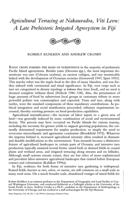 Agricultural Terracing at Nakauvadra, Viti Levu: a Late Prehistoric Irrigated Agrosystem in Fiji
