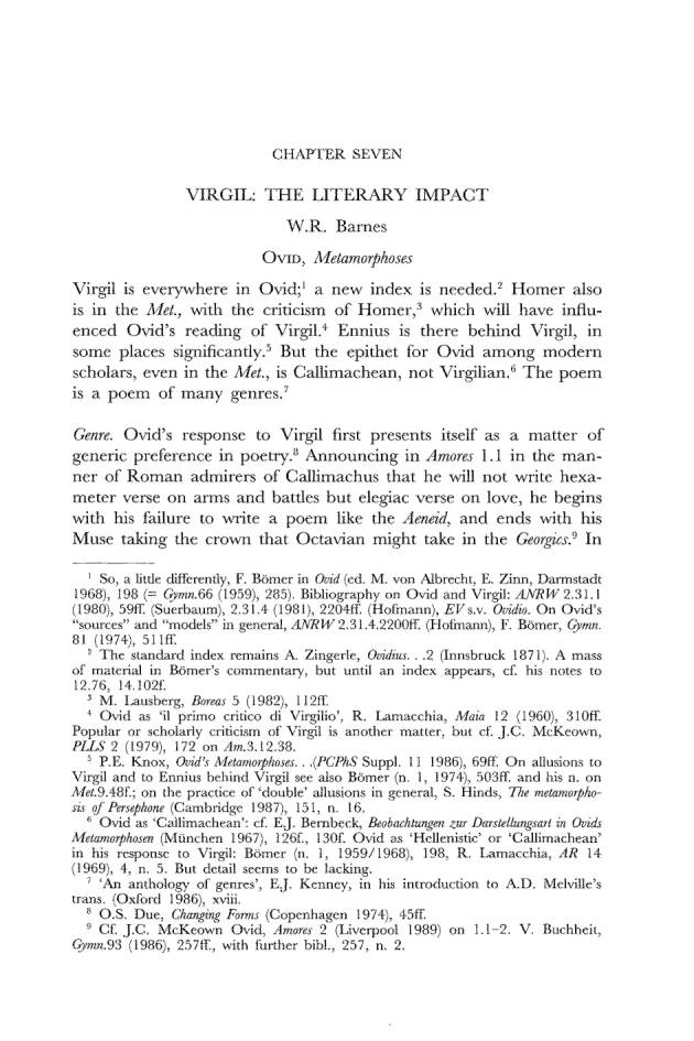 Virgil: the Literary Impact W.R
