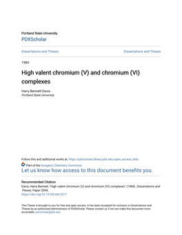 And Chromium (VI) Complexes