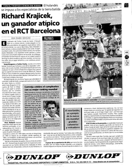 Richard Krajicek, Un Ganador Atípico En El RCT Barcelona