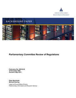 Parliamentary Committee Review of Regulations