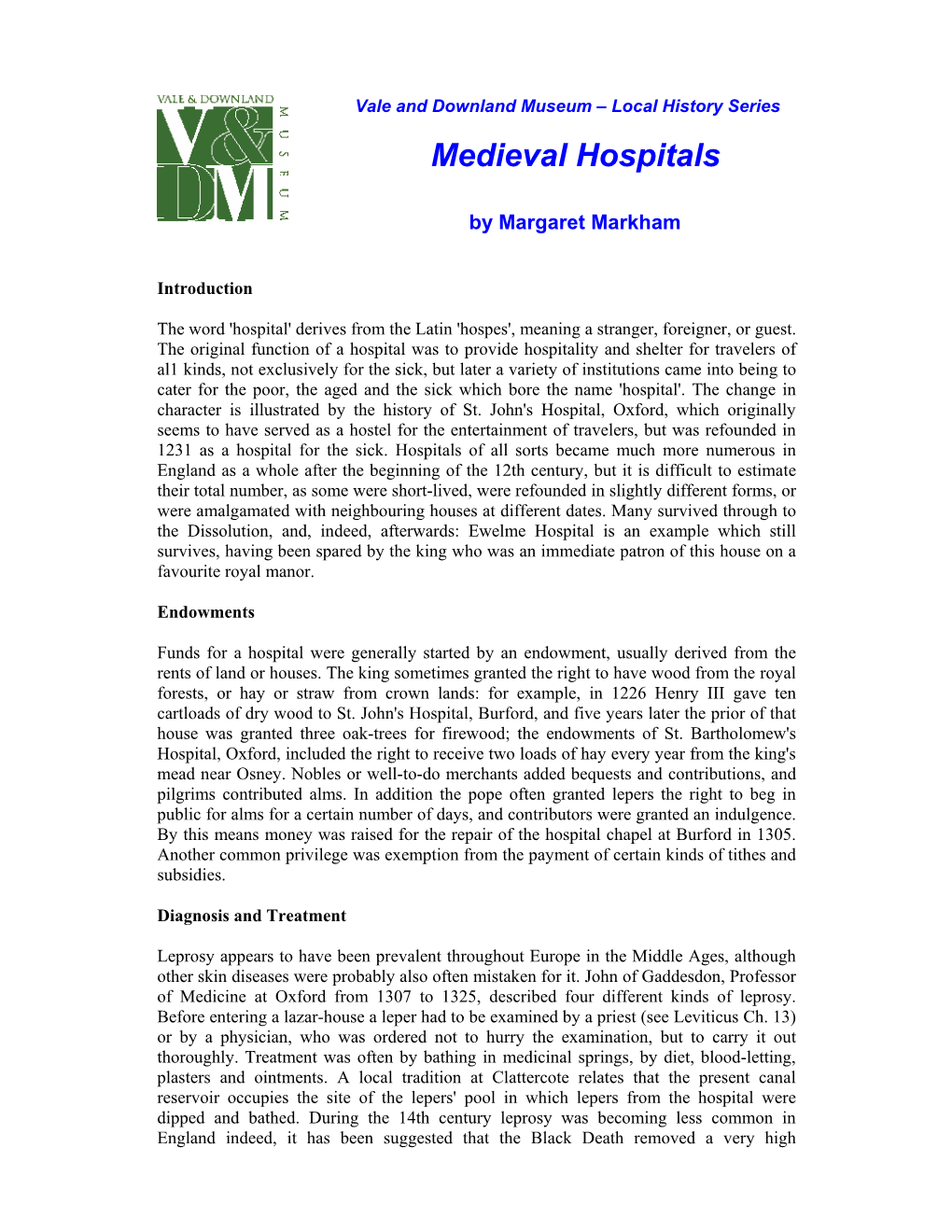 Medieval Hospitals