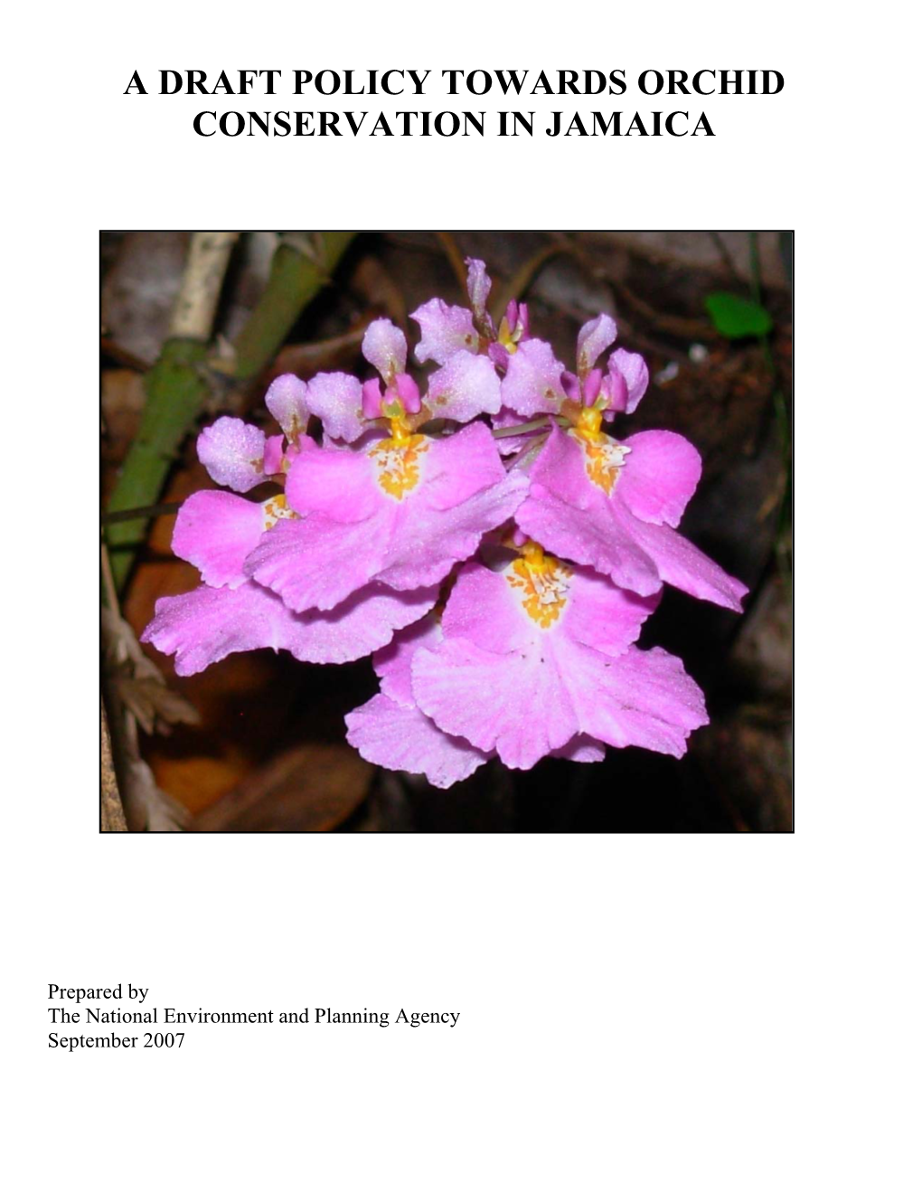 A Draft Policy Towards Orchid Conservation in Jamaica
