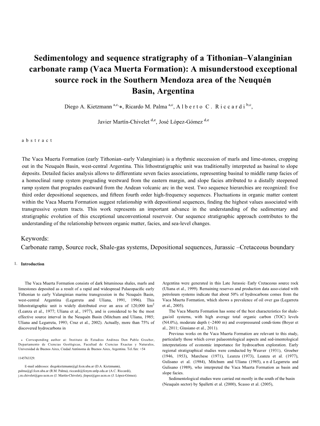 Vaca Muerta Formation): a Misunderstood Exceptional Source Rock in the Southern Mendoza Area of the Neuquén Basin, Argentina