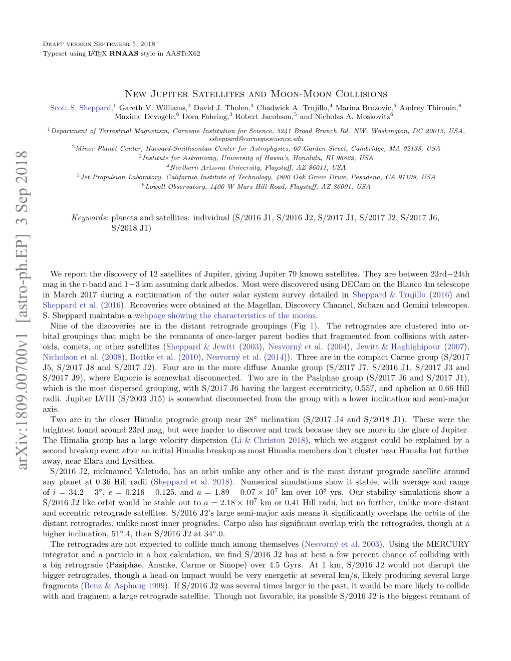 New Jupiter Satellites and Moon-Moon Collisions