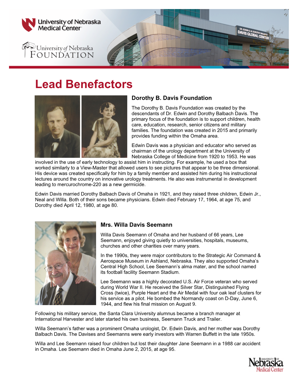 Lead Benefactors Dorothy B