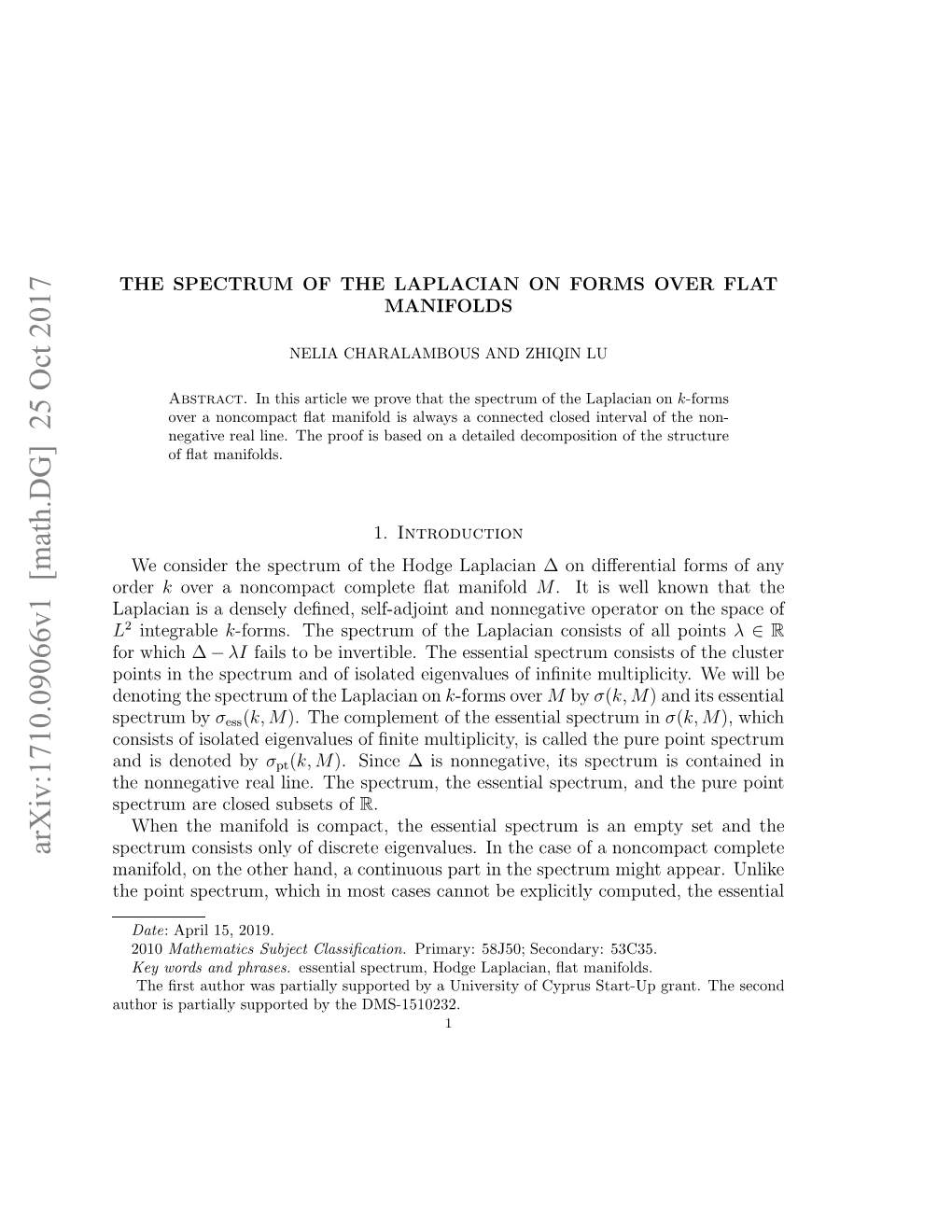 Arxiv:1710.09066V1 [Math.DG]