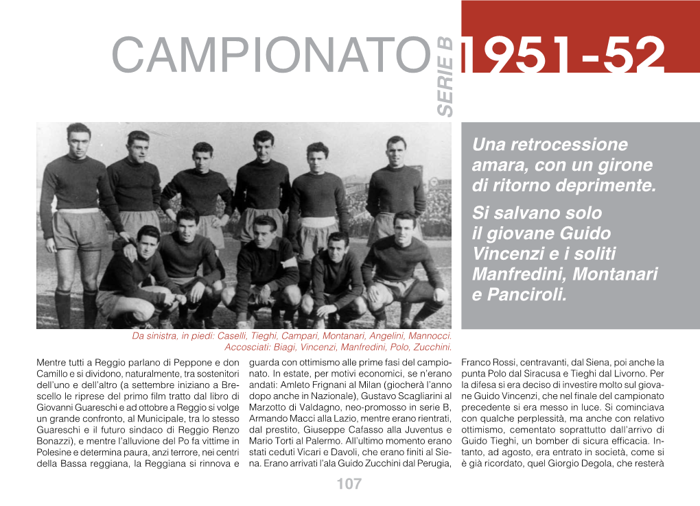 1951-52 Serie B Una Retrocessione Amara, Con Un Girone Di Ritorno Deprimente