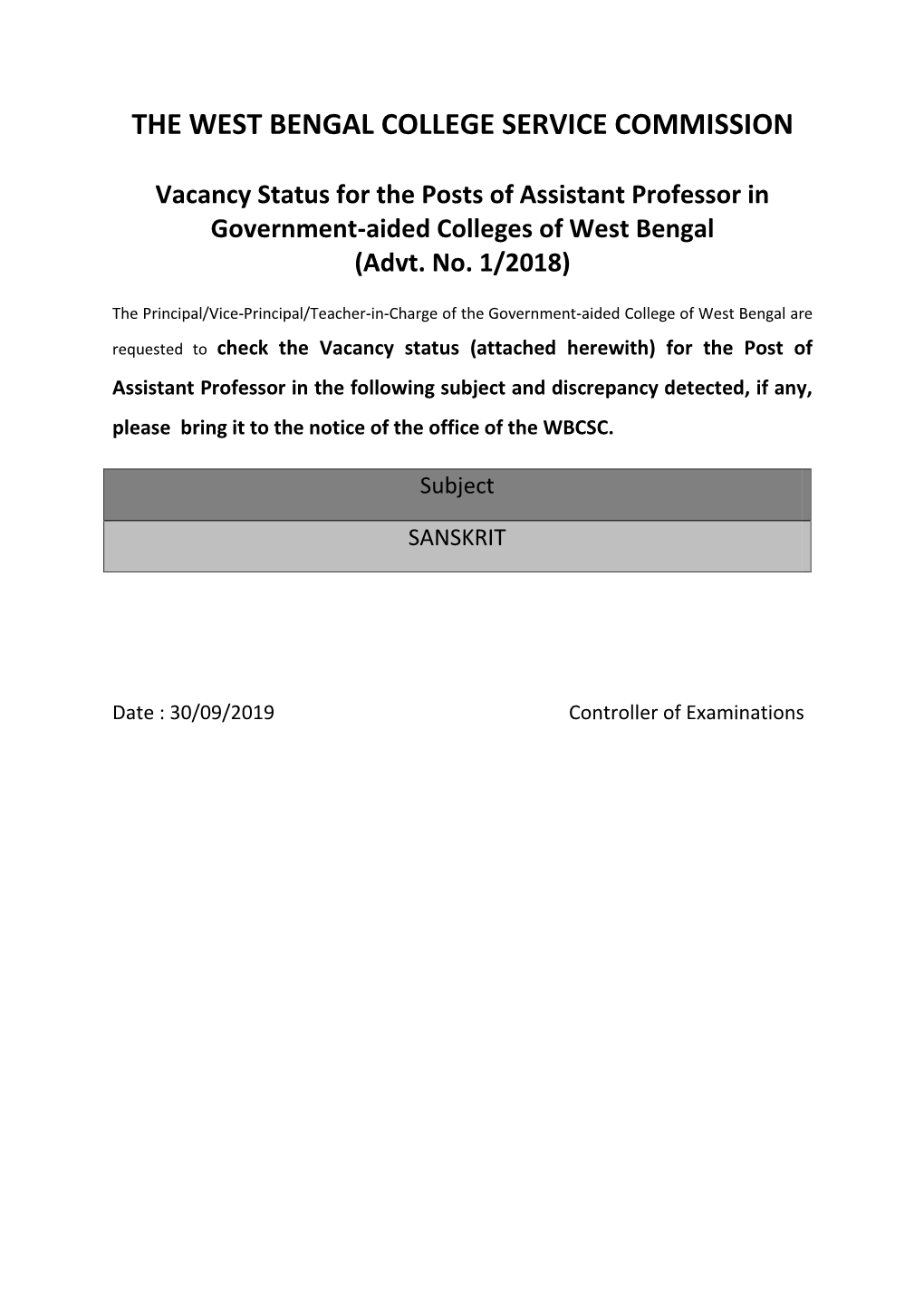 The West Bengal College Service Commission