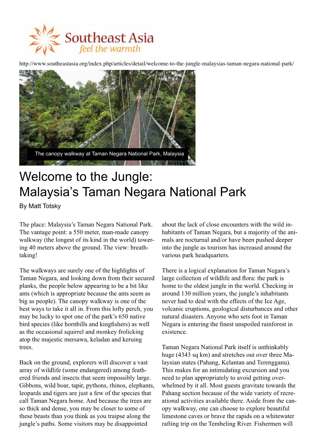 Malaysia's Taman Negara National Park