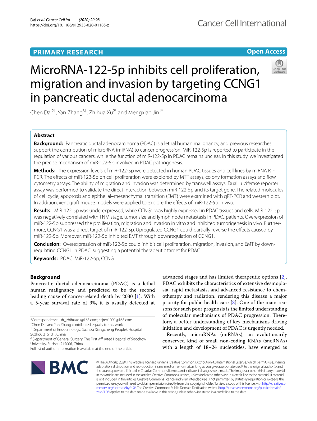 Microrna-122-5P Inhibits Cell Proliferation, Migration and Invasion
