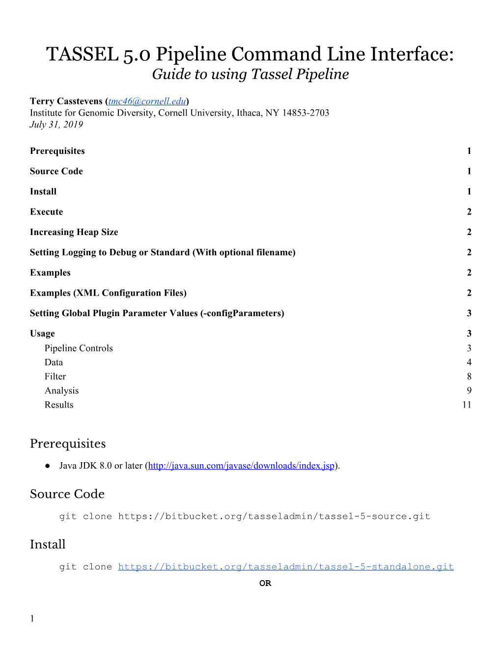 TASSEL 5.0 Pipeline Command Line Interface: Guide to Using Tassel Pipeline