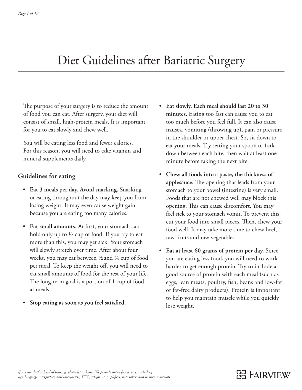 Diet Guidelines After Bariatric Surgery