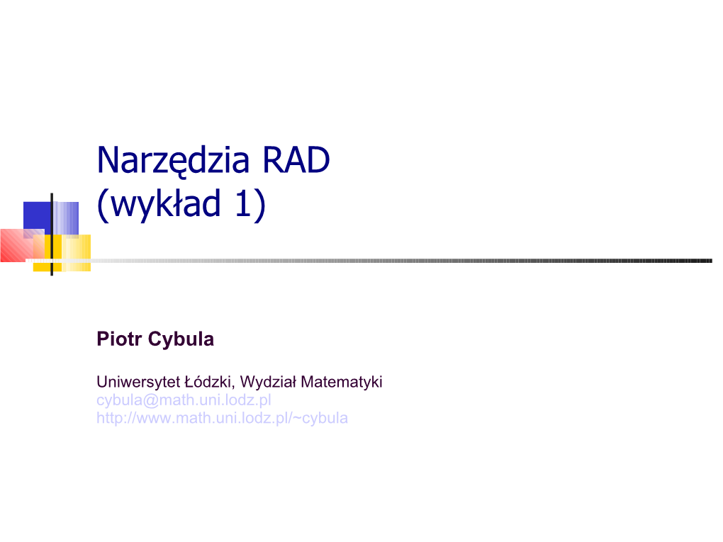 Narzędzia RAD (Wykład 1)