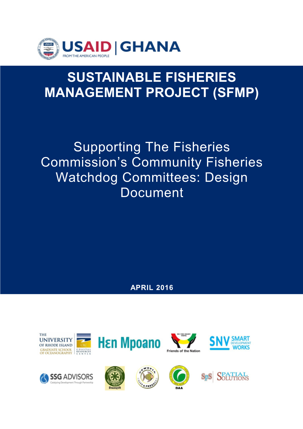 Supporting the Fisheries Commission S Community Fisheries Watchdog Committees: Design Document