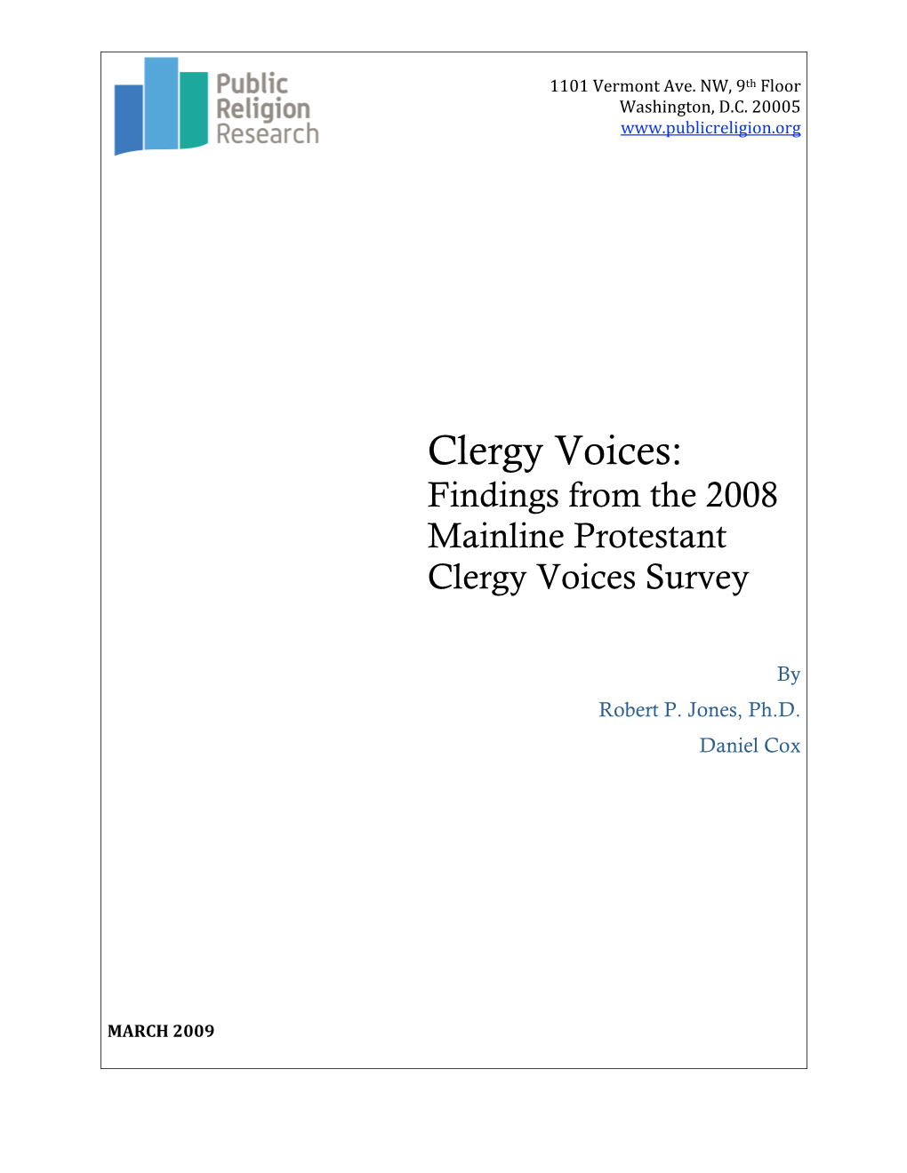 2008 Mainline Protestant Clergy Voice Survey