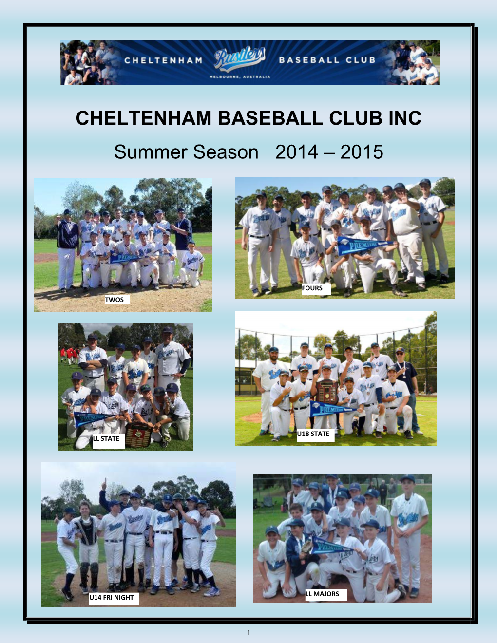 Cheltenham Baseball Club Summer 2014-15