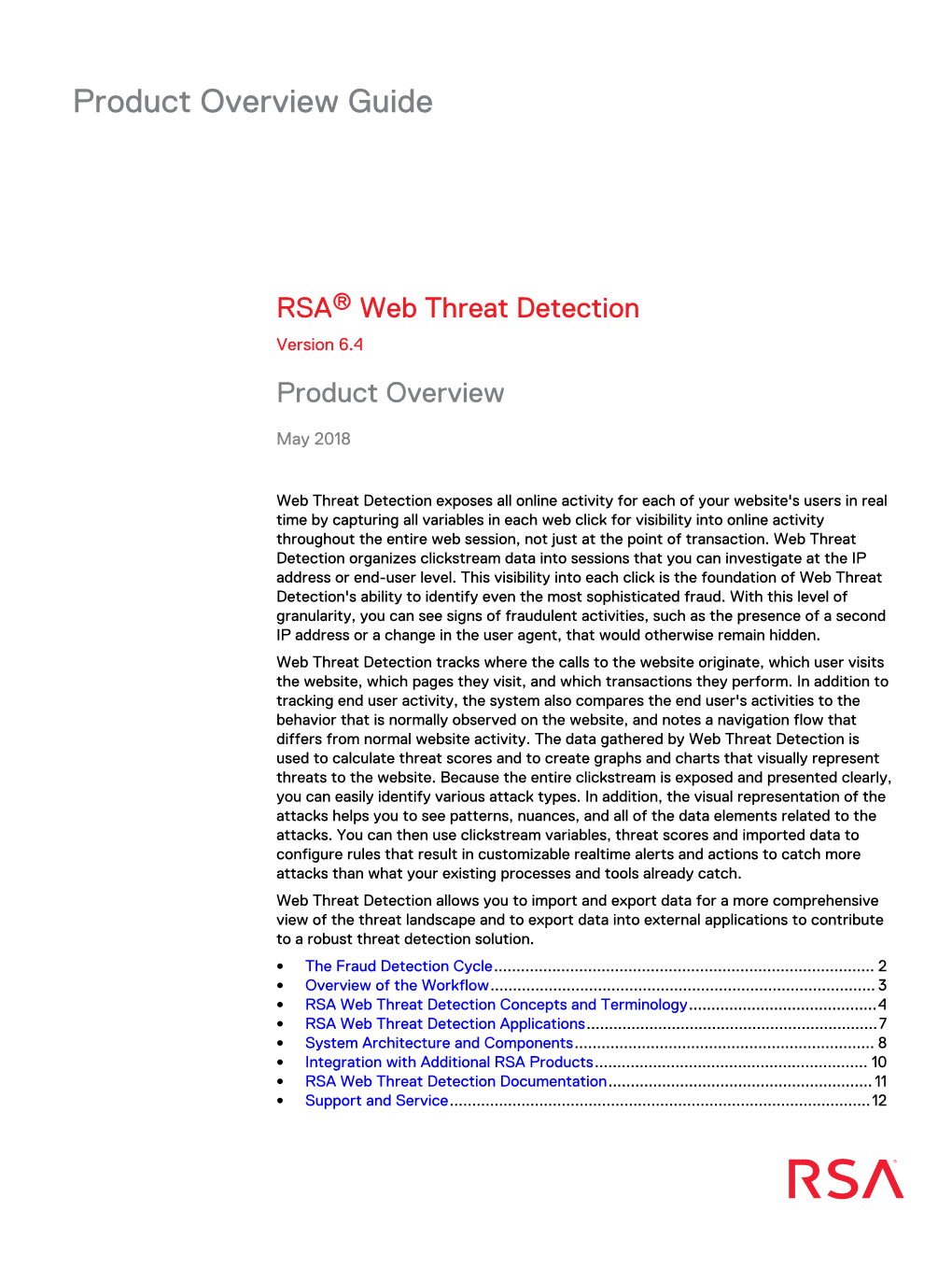 RSA Web Threat Detection Product Overview Guide