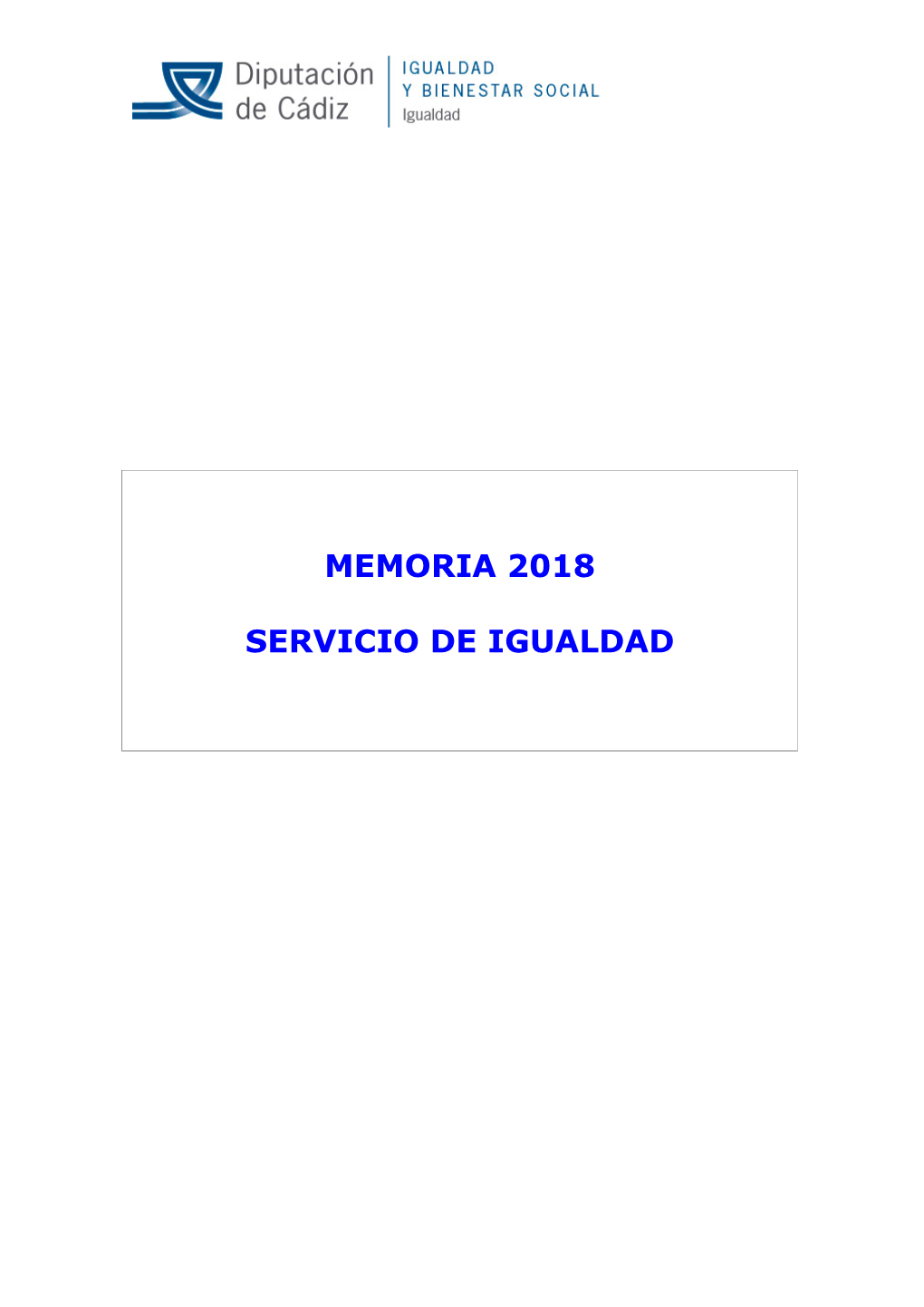 Memoria 2018 Servicio De Igualdad