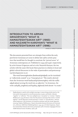 Introduction to Arman Grigoryan's “What Is Hamasteghtsakan Art” (1993) and Nazareth Karoyan's “What Is Hamasteghtsakan
