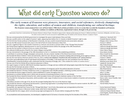The Early Women of Evanston Were Pioneers, Innovators, and Social