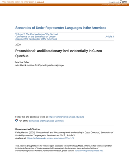 Propositional- and Illocutionary-Level Evidentiality in Cuzco Quechua