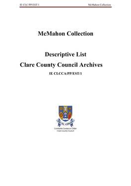 IE CLC/PP/EST/1 Mcmahon Collection