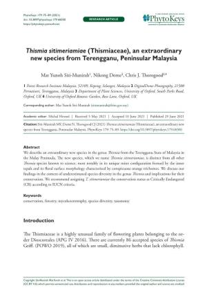 Thismiaceae), an Extraordinary New Species from Terengganu, Peninsular Malaysia