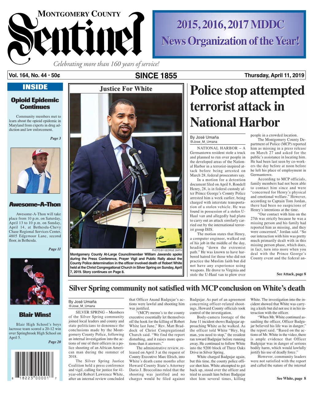 THE MONTGOMERY COUNTY SENTINEL APRIL 11, 2019 EFLECTIONS R the Montgomery County Sentinel, Published Weekly by Berlyn Inc