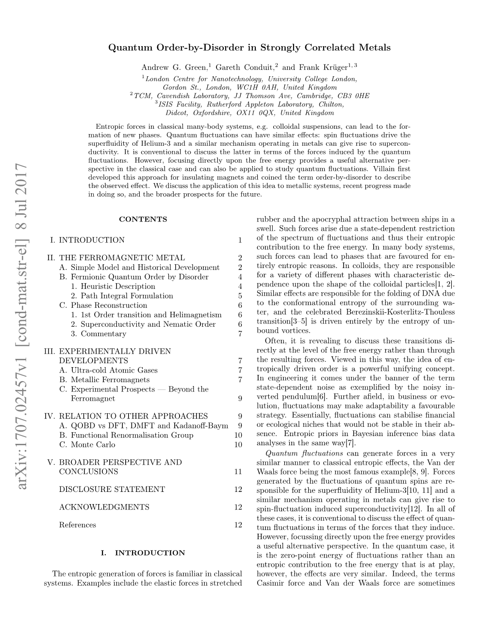 Arxiv:1707.02457V1 [Cond-Mat.Str-El] 8 Jul 2017