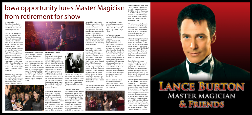 Iowa Opportunity Lures Master Magician from Retirement for Show