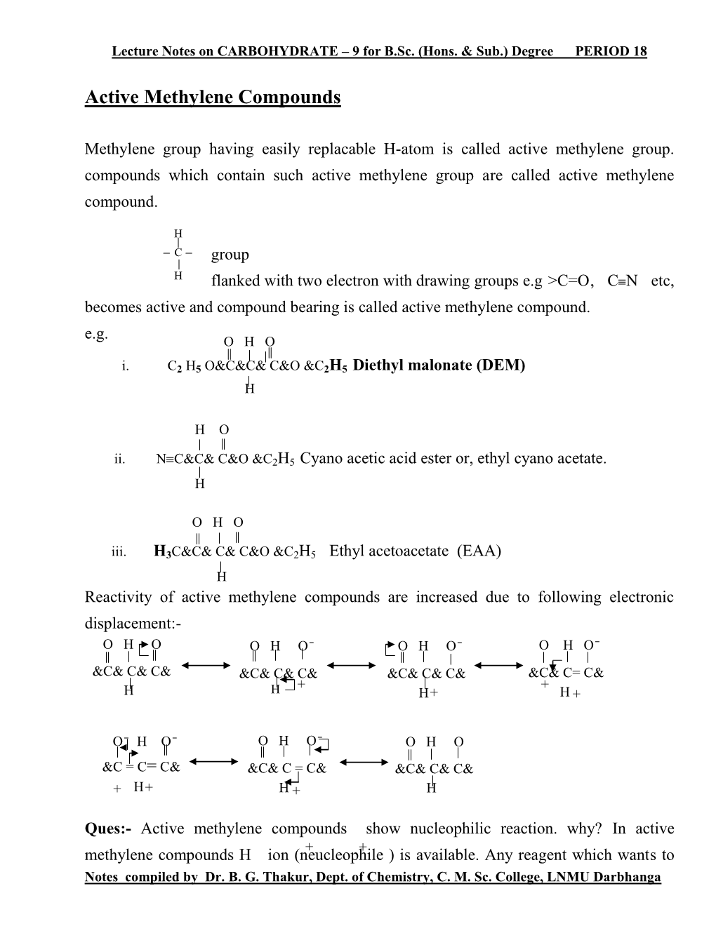 Active Methylene Compounds