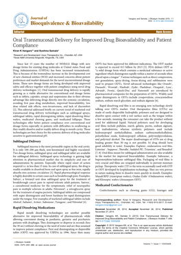 Oral Transmucosal Delivery for Improved Drug Bioavailability And