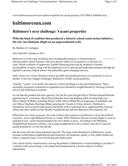 Vacant Properties - Baltimoresun.Com Page 1 of 3