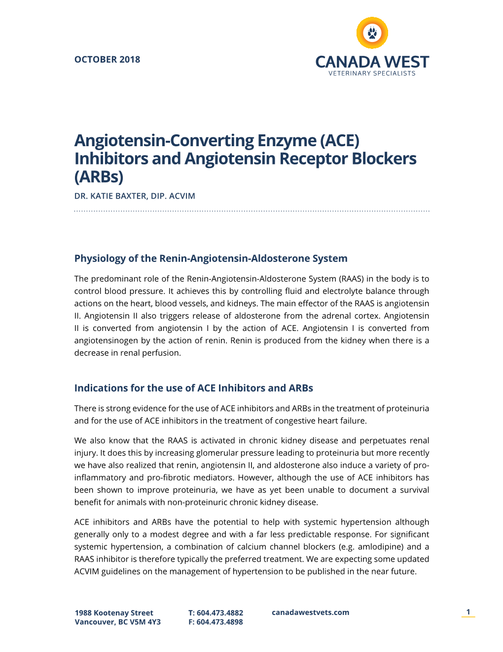 (ACE) Inhibitors and Angiotensin Receptor Blockers (Arbs) DR