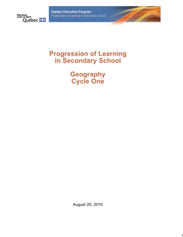 Progression of Learning in Secondary School