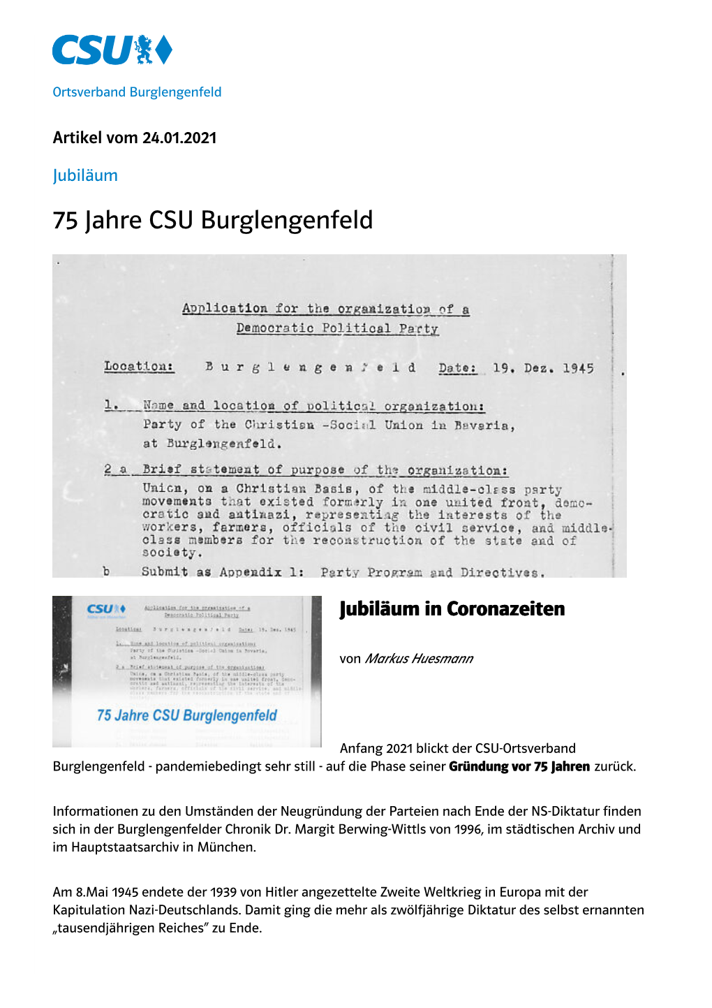 75 Jahre CSU Burglengenfeld