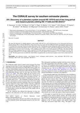 The CORALIE Survey for Southern Extrasolar Planets. XVI. Discovery Of