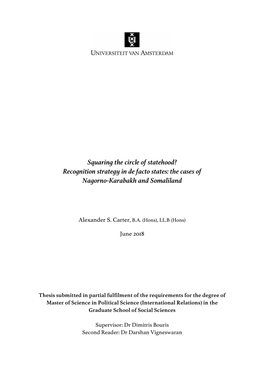 The Cases of Nagorno-Karabakh and Somaliland