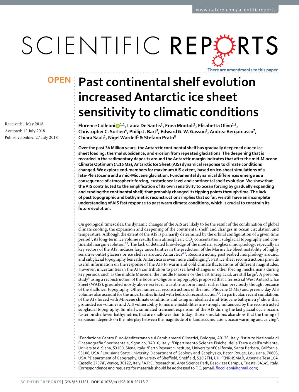 Past Continental Shelf Evolution Increased Antarctic Ice Sheet Sensitivity to Climatic Conditions