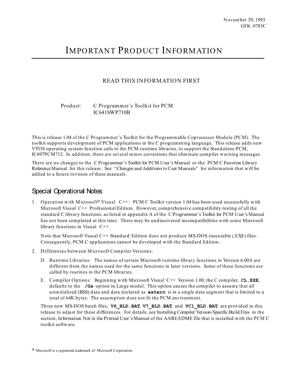 IPI, C Programmer's Toolkit for PCM, GFK-0783C