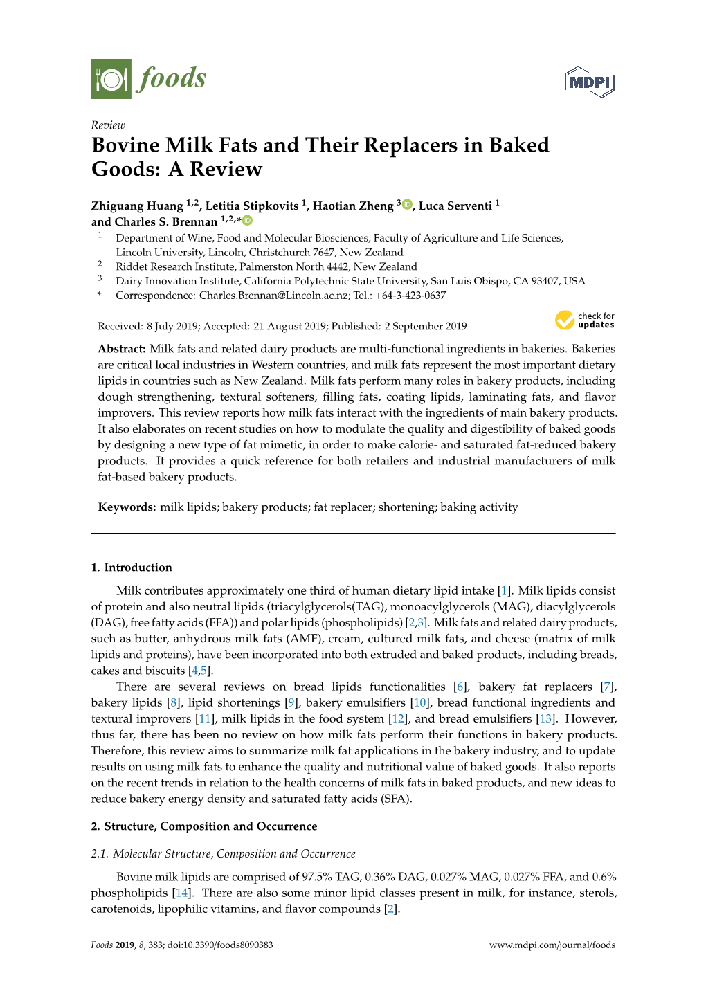 Bovine Milk Fats and Their Replacers in Baked Goods: a Review