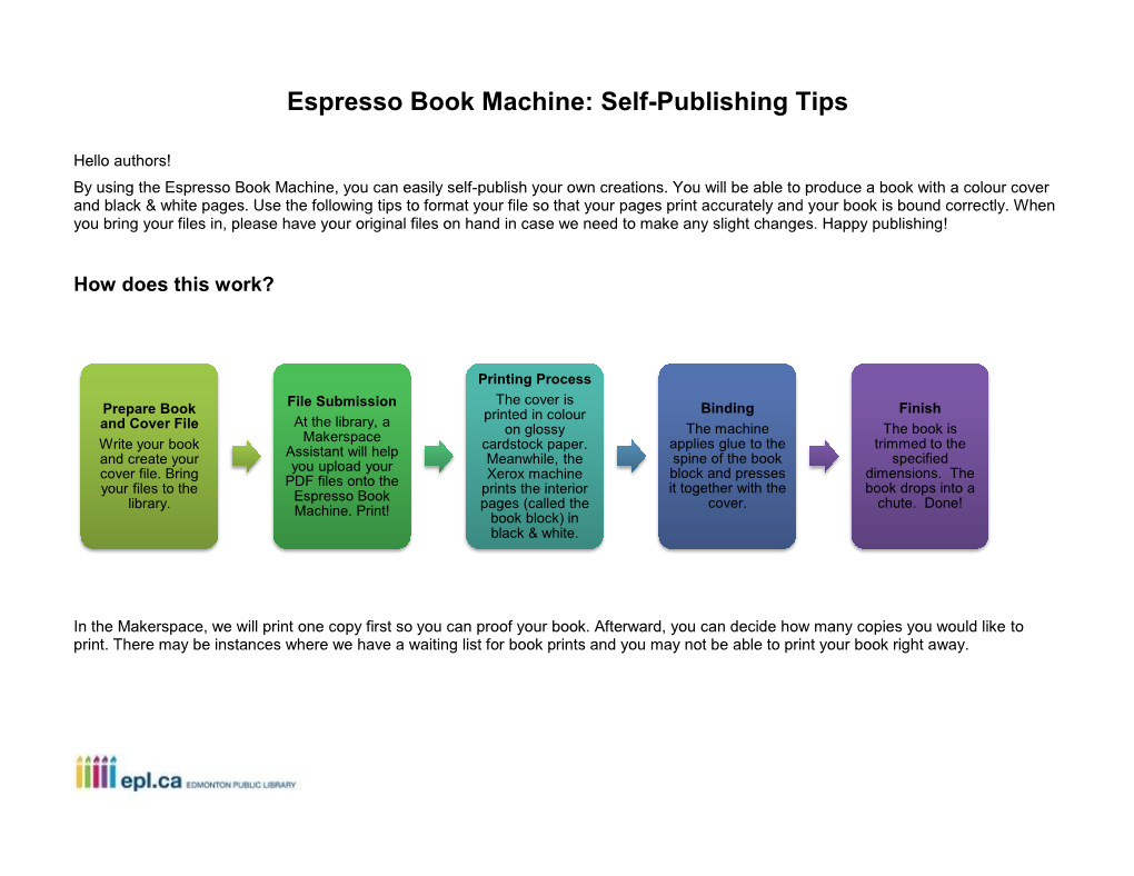 Espresso Book Machine: Self-Publishing Tips
