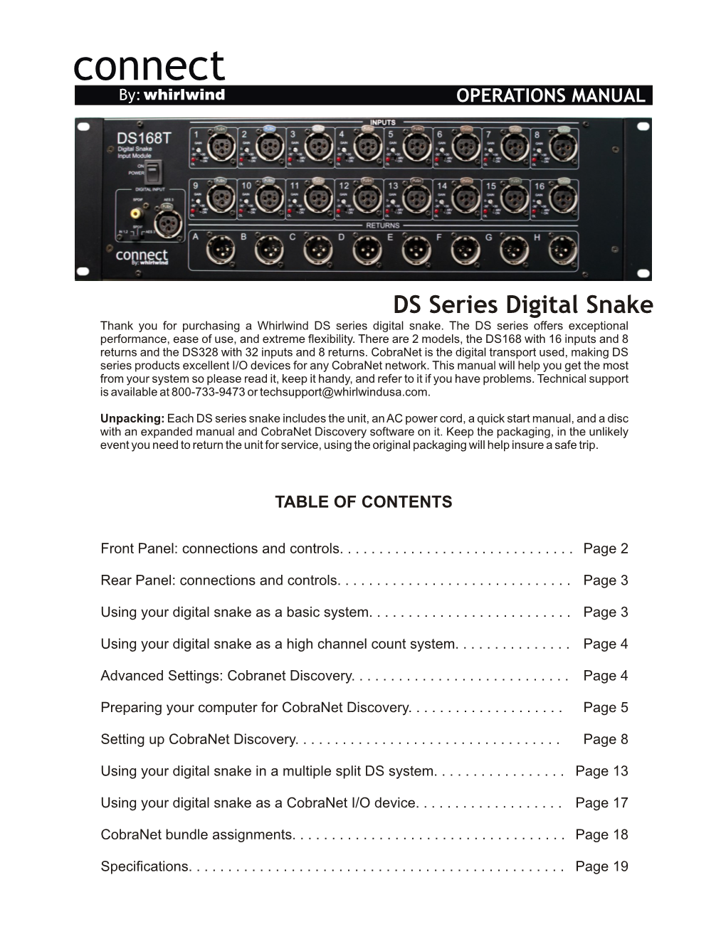 "CONNECT" Digital Snake Manual (DS168T/R, DS328T/R)